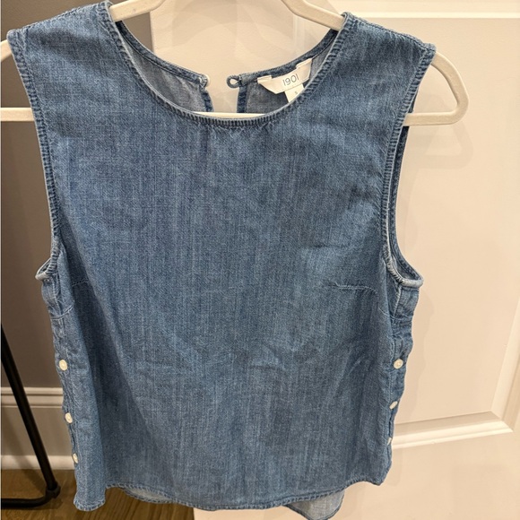 1901 Tops - 1901 Denim Sleeveless Shell in Light Blue